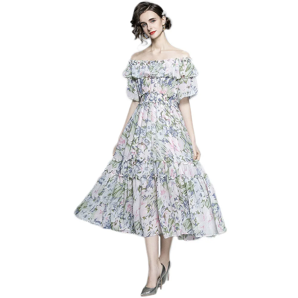 

Elegant Ladies Summer Plus Size Bohemian Printi Chiffon Dresses For Women Sexy Rufles Party Dress Vestido De Mujer Femme Robe