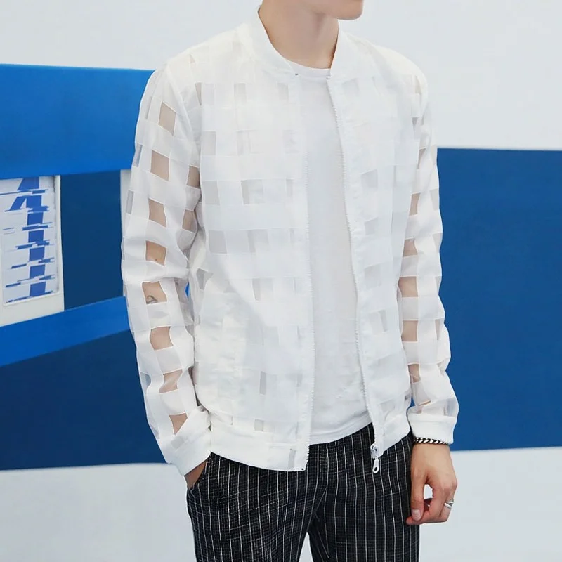 Куртка-бомбер мужская прозрачная приталенная с защитой от солнца