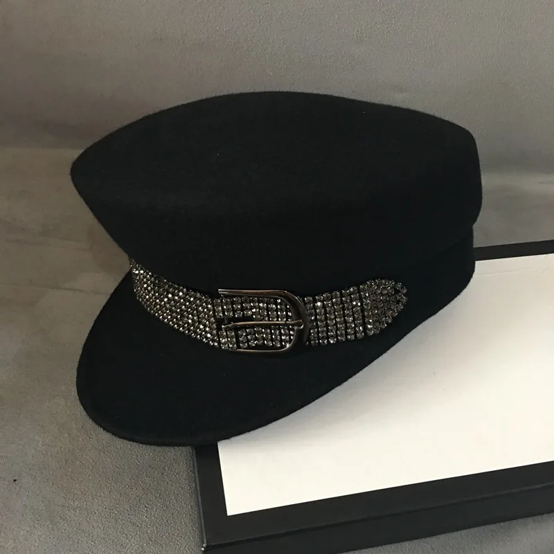 Новая модная женская черная фетровая зимняя шапка для взрослых шерстяная с