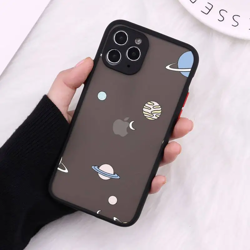 

Astronaut Space UFO Stars cute Phone Case Matte Transparent For iPhone 12 Mini 11 Pro XR XS Max 7 8 Plus