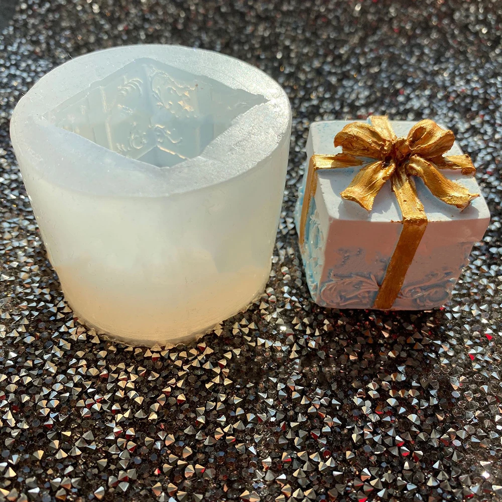 

Gift Shape Candle Silicone Craft Mold Aroma Gypsum Clay Crystal Epoxy Mould For Diy Handmade Soap Making Christmas Home Decor