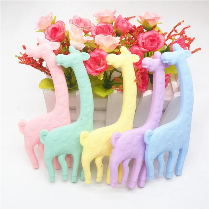 Chenkai 10PCS Silicone Giraffe Teether Baby Chewing Nursing Pendant For DIY Infant Bracelet Necklace Jewelry Sensory Toys |