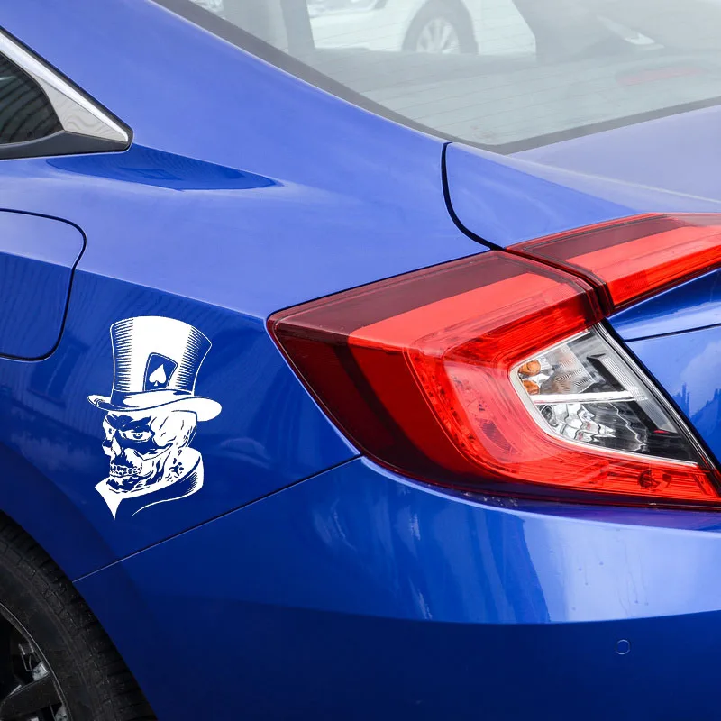 

Joker Skull Skull Playing Card Car Sticker Cute Poker Monster Hat Car Wrapping Vinyl Waterproof Decal Personalized Decoration