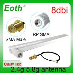 Двухдиапазонная Антенна EOTH 2,4g 5,8g 8 дБи sma female wlan Wi-Fi, маршрутизатор tp link, антенна ipex 1 SMA, Удлинительный кабель