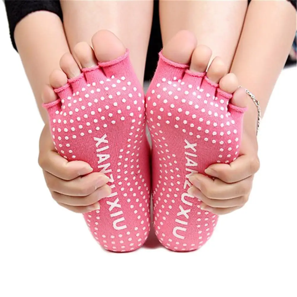 Женские носки для йоги противоскользящие танцев с пятью пальцами балетные