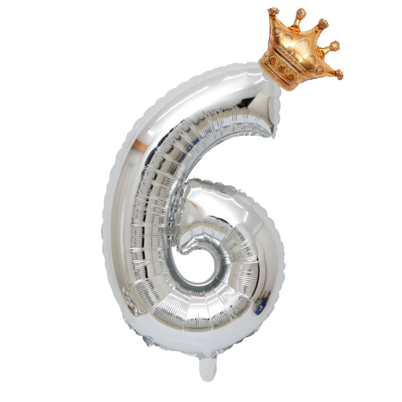 1 Набор 32 дюймовые шарики в форме короны из фольги золотистые и Серебристые цифр