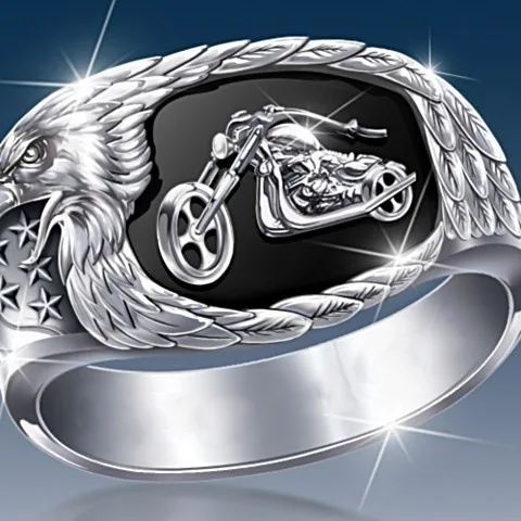 

WANGAIYAO2021 new hip-hop motorcycle ring male black carved eagle beak fashion domineering ring ring bracelet men