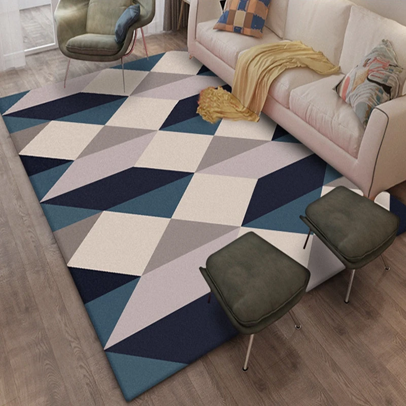 Большой ковер с геометрическим рисунком в скандинавском стиле декор для