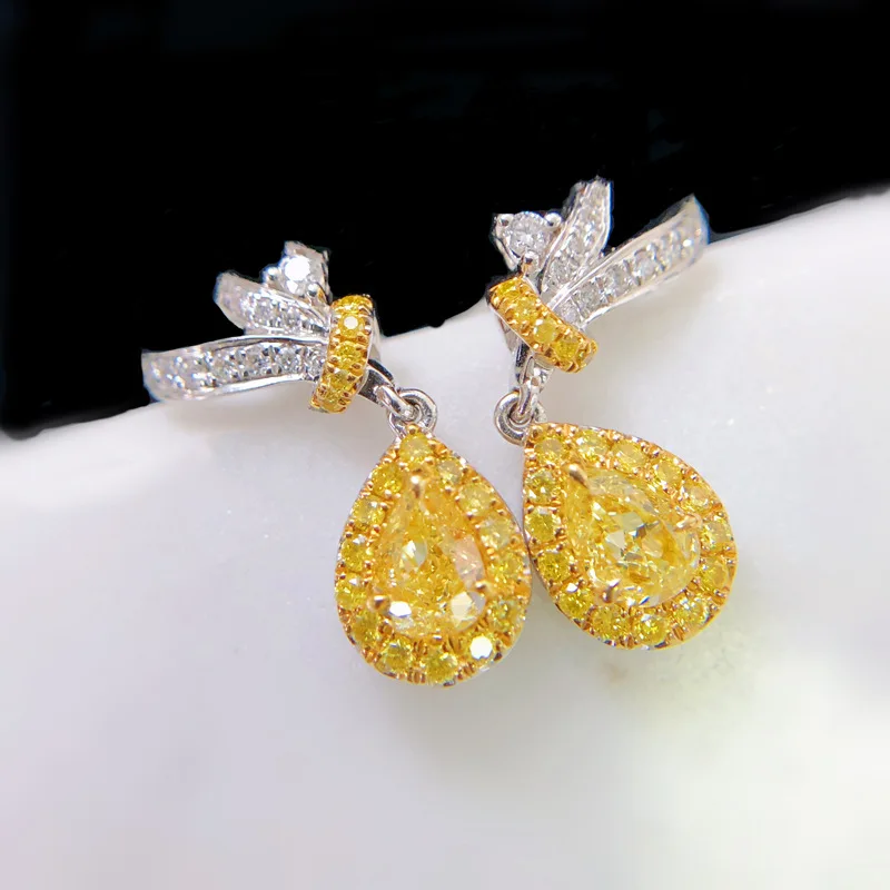 

2021 Senior designer yellow Earrings Water drop pear shaped earrings female