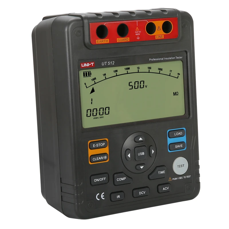 Цифровой тестер сопротивления изоляции UNI T UT512 megohmmeter 500 2500 В измеритель