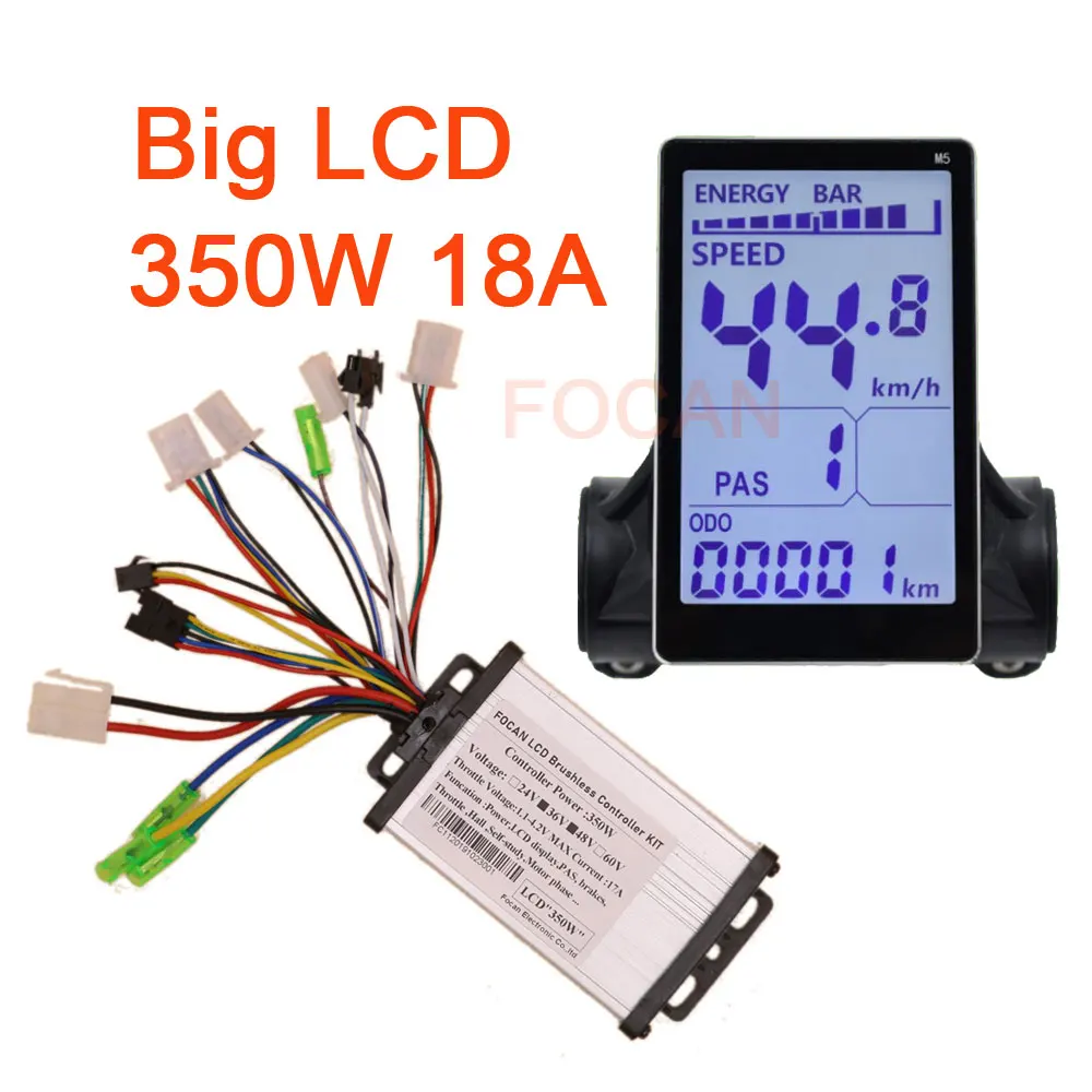 

FOCAN 36V 48V 350W Brushless DC Motor Controller Ebike Controller +M5 LCD Display One Set