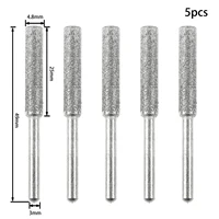 5pcsset diamond coated cylindrical burr 4 0 4 85 5mm chainsaw sharpener stone file chain saw sharpening carving grinding tools