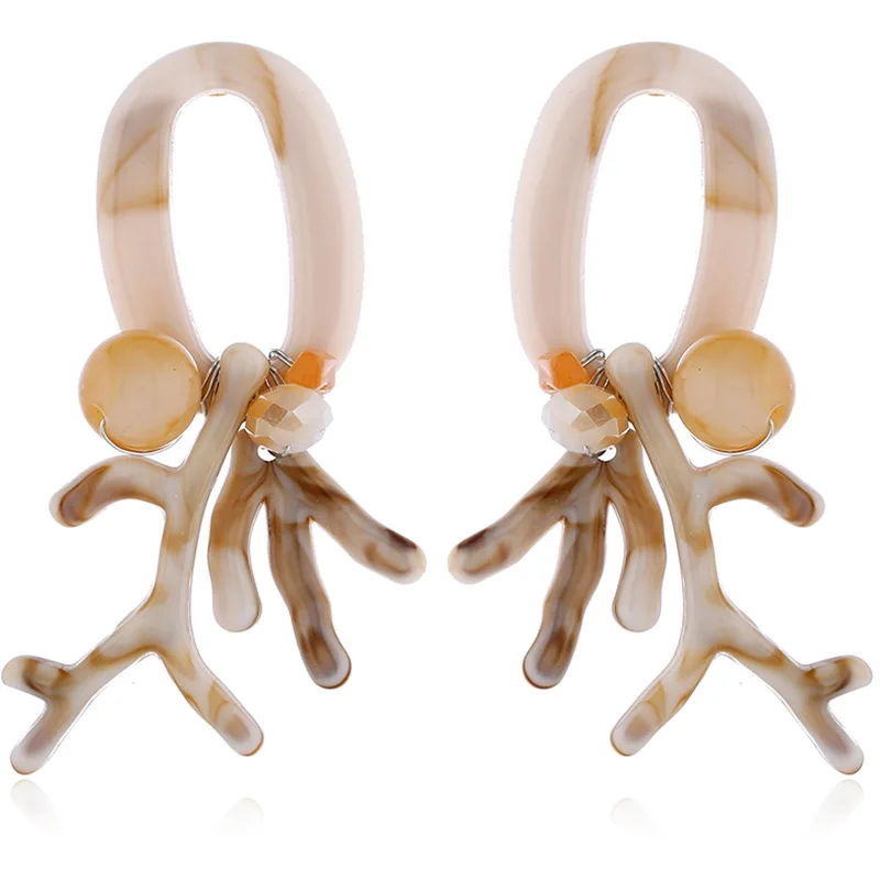 E White Boho Цветок Для женщин мотаться себе серьги смоленая оболочка коралловый слоев серьги винтажная Этническая биж - Окраска металла: E White