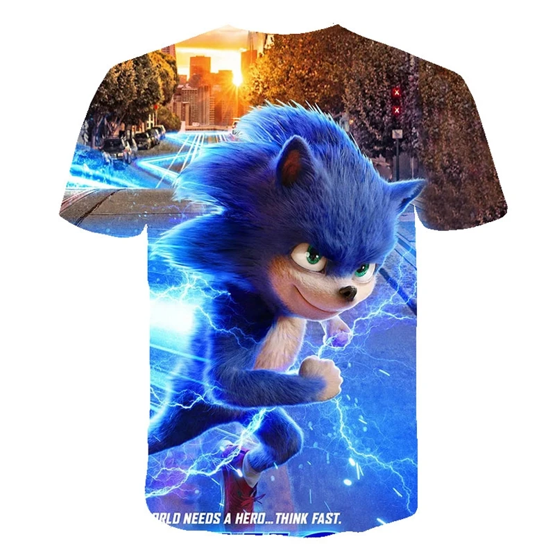 

2020 Summer Boys Cartoon Sonic hedgehog t shirt Blue 3D Printed Girls Streetwear Children Kids Clothes Baby Funny Tshirt O-Neck