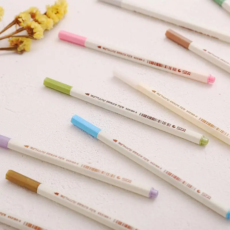 Kuulee Metal Color Marker Pen Watercolor Notes Photo Album Sign Brush for Sketch Drawing Coloring | Канцтовары для офиса и