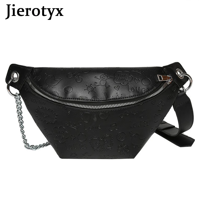 

JIEROTYX 2021 Brand Design Waist Pack Fashion Soft Leather Women Shoulder Bag Solid Cartoon Zipper Opening Female Crossbody Bags