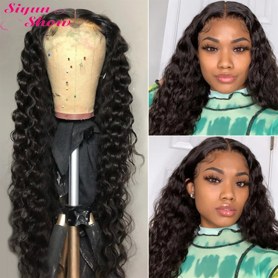 Глубокая волна 360 Кружева передние парики предварительно вырезанные натуральных