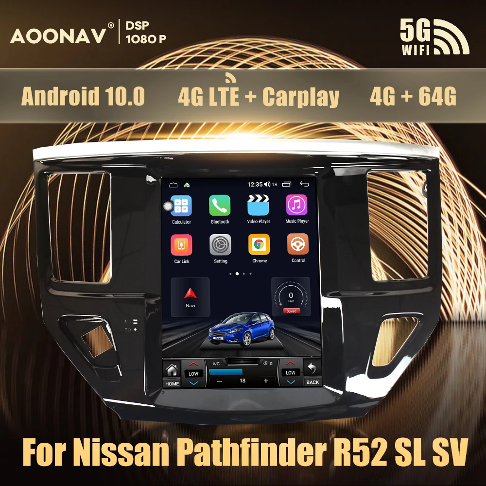 Автомагнитола 2DIN Android Tesla style для Nissan Pathfinder R52 SL SV 2012-2020 автомобильный