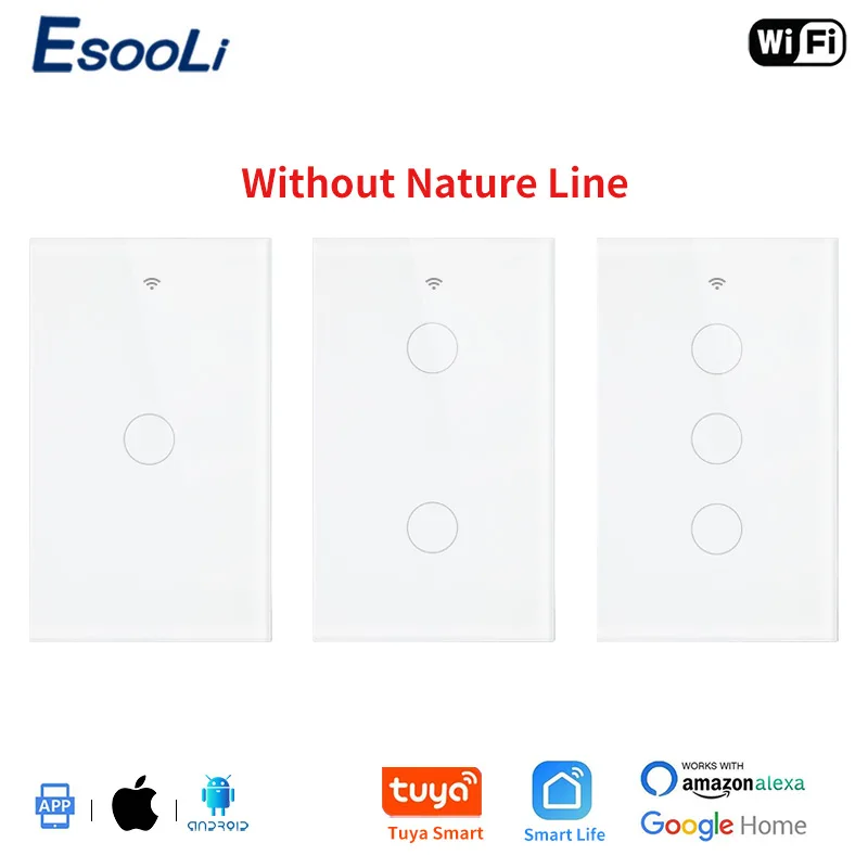 Умный настенный сенсорный выключатель EsooLi 1/2/3 клавиш Wi-Fi | Обустройство дома