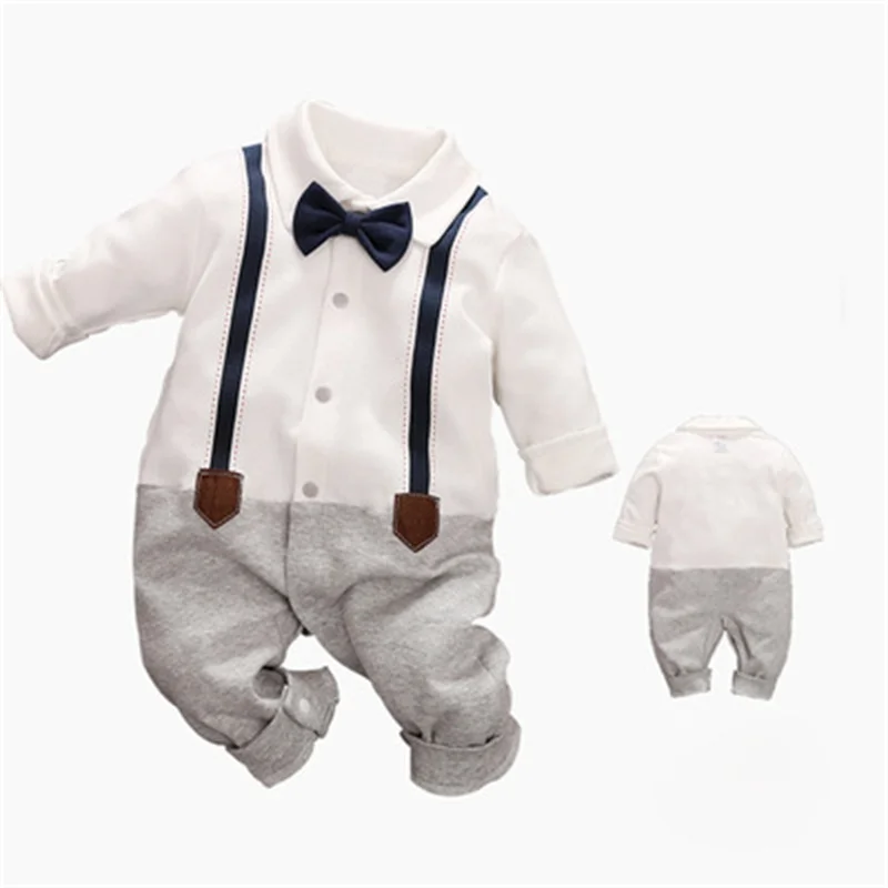 

2021 hot-selling baby one-piece long-sleeved gentleman baby outing romper romper ins wind newborn fashion clothes