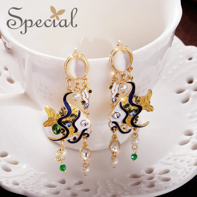 Специальные брендовые эмалевые серьги "Большой капля Длинные Винтажные украшения" подарки для женщин S1806E on.