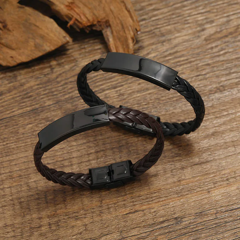 Браслет мужской из титановой стали кожаный браслет в стиле хип-хоп рок для