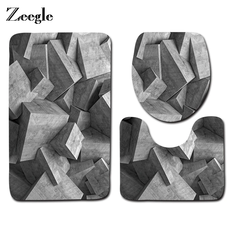 Zeegle 3 шт. геометрический пространство Декор Туалетный Коврик Анти скольжения