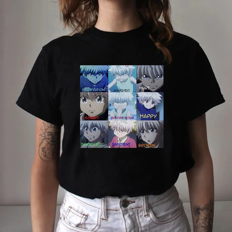 Женская футболка из чистого хлопка Hunter X Классическая с мультяшным принтом манга