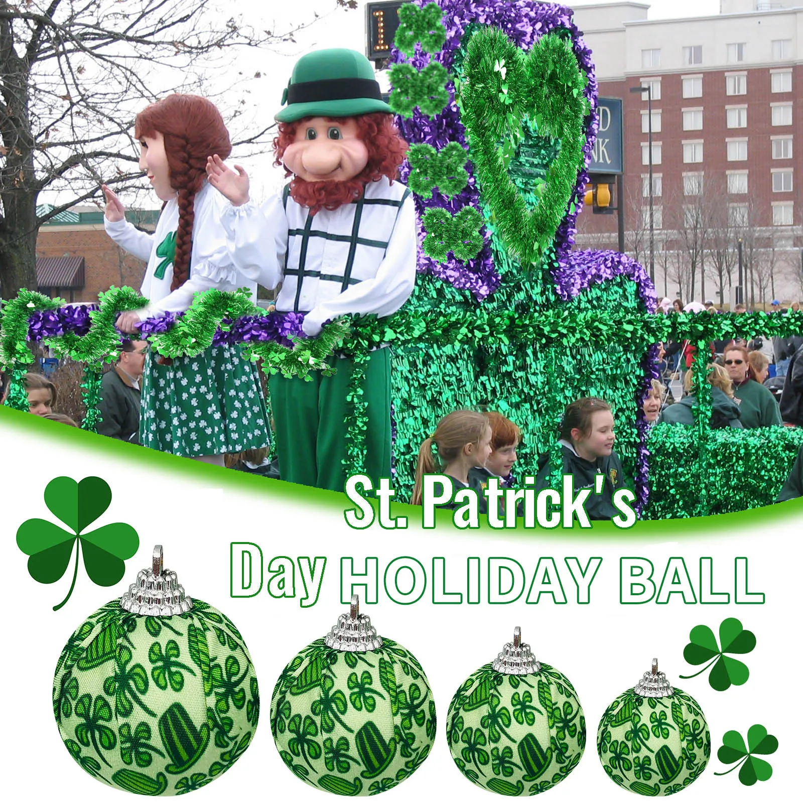 

1pc Clover Printed St. Patrick's Day Party Decoration Ball Irish Festival Cloth Ball New Year Party Holiday Diy Decoration Balls