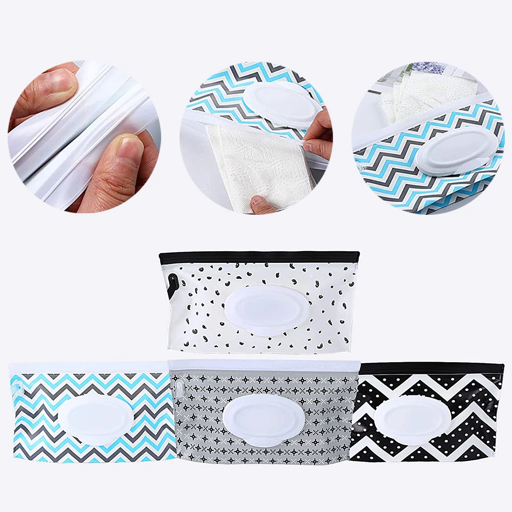 

4PCS Portable Baby Wet Wipes Box Wipes Container Eco-friendly Easy-carry Clamshell Cosmetic Cleaning Wipes Cases Wet Wipe Pouch