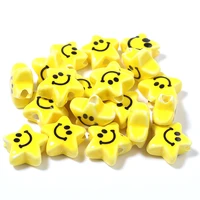 20pcslot smile face polymer clay beads yellow color star shape spacer for jewelry diy bracelet accessories