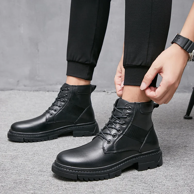 

Size 39-48 Boots Men Brand Winter Men's Shoes 2020 Fashion Comfortable Boots Leather Winter Sneakers for Men Platform Shoes *