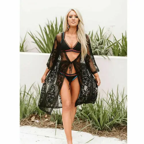 Сексуальное женское летнее пляжное платье купальники кружевное вязаное бикини