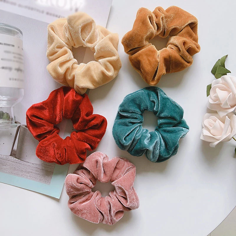 

Velvet Scrunchies Rubber Band Soft Warm Hair Ties Elastic Hair Bands Candy Color Winter Hair Rope fashion Hair Accessories