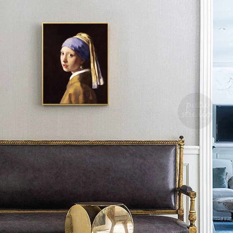 Европейский стиль девушка Vermeer персонаж ношение жемчуга Серьги масляная