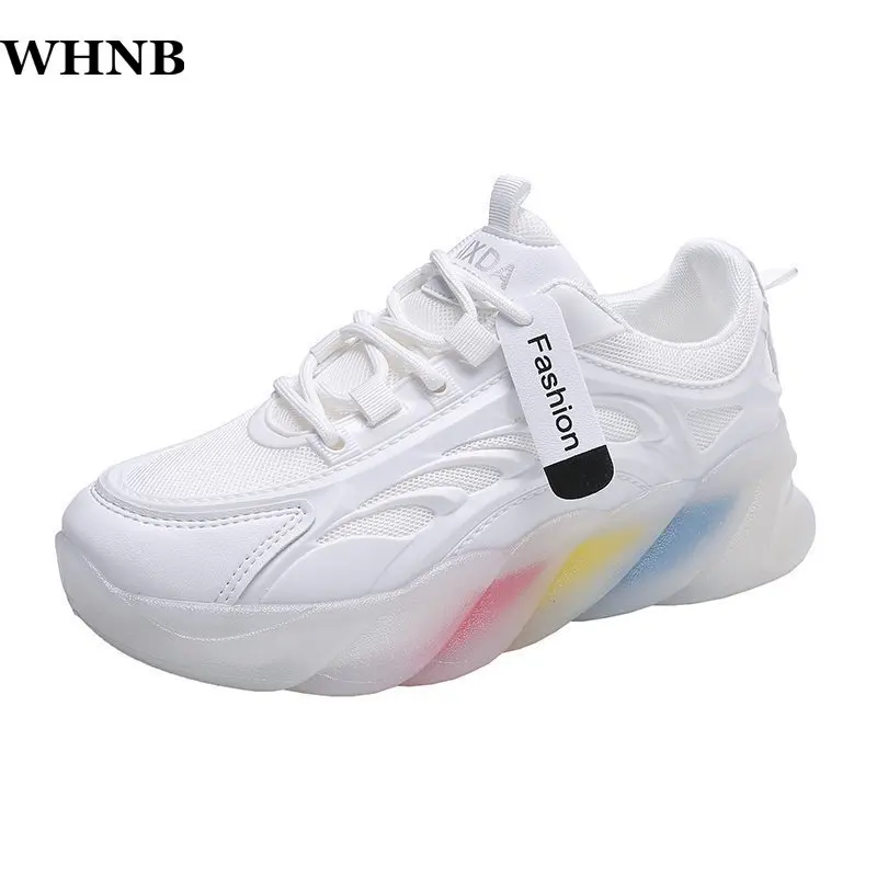 

2021 new rainbow bottom women's shoes mesh vulcanized shoes casual breathable comfortable thick bottom chunky sneakers