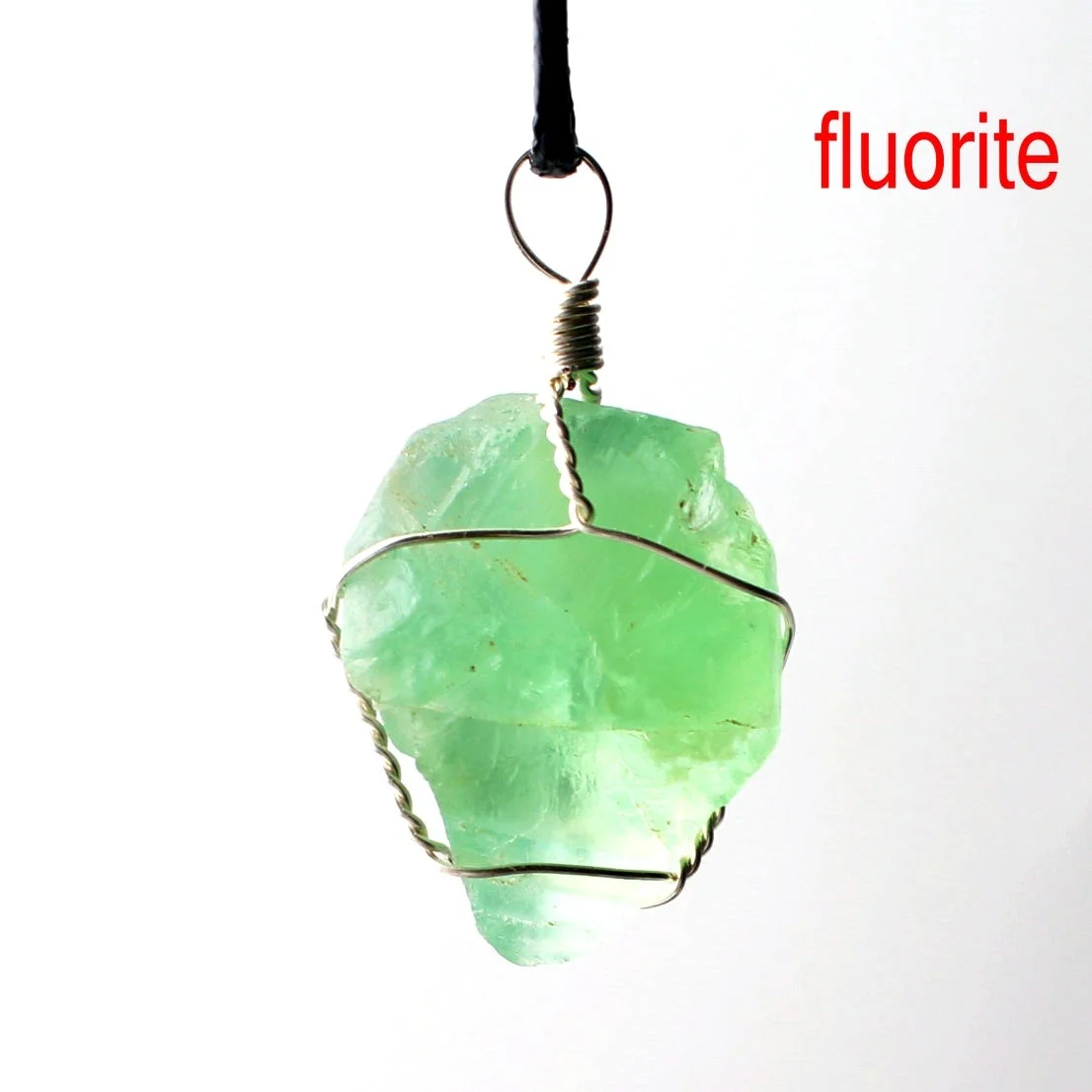 green fluorite rope 1 шт чакра кварц натуральный образец кристаллического минерала грубая нерегулярная подвеска ручной работы драгоценный камень с бесплатной веревкой - Цвет: green fluorite rope