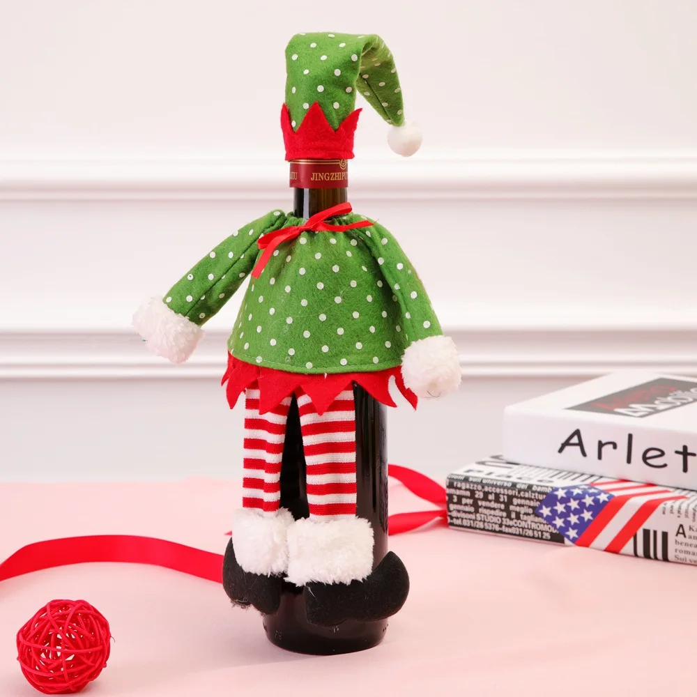 2 цвета эльф пакет для красного вина Рождество крышка бутылки с красным вином