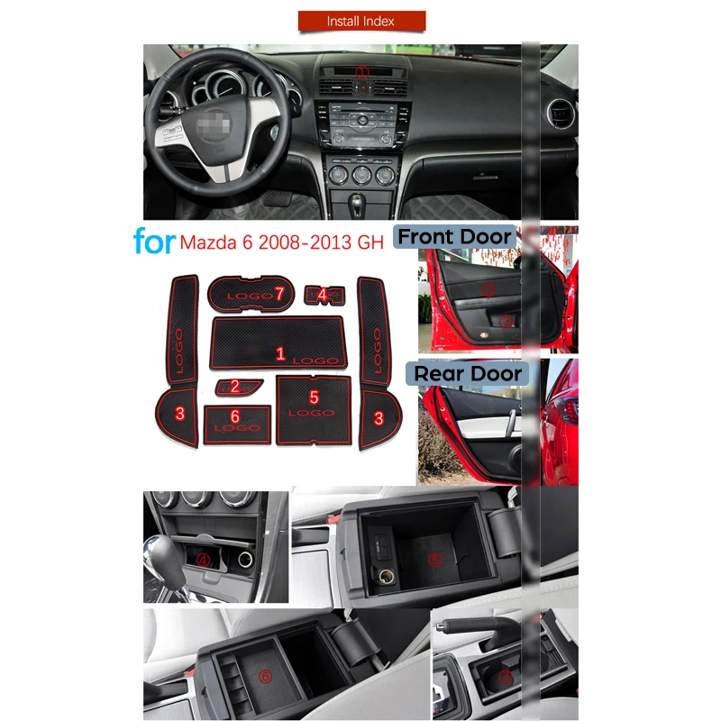Противоскользящий резиновый подстаканник для Mazda 6 GH 2008~ 2013 подстаканник, подстаканник, аксессуары, автомобильные наклейки 2009 2010 2011 2012