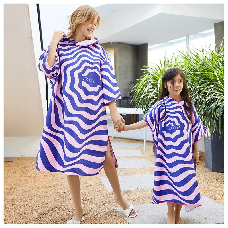 

Children's bath towel cloak wearing parent-child beach bathrobe microfiber parent-child quick-drying changing bathrobe