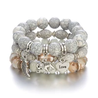 bohemia multilayer wood beads bracelets for women jewelry female wing heart elephant charms wristband gift pulseira feminina