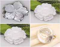 natural shell flower cameo clasp jewelry findings making diy 1 8 45mm 30mm 30x40mm white gray beige choose