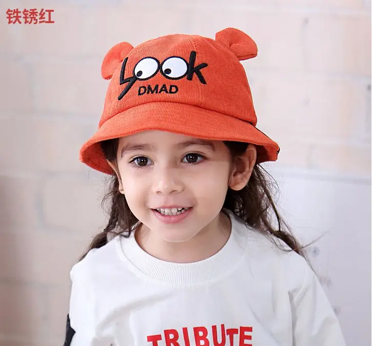 Детская мультяшная ведро шляпа с вышивкой осенне-зимняя шапка Милая ушками