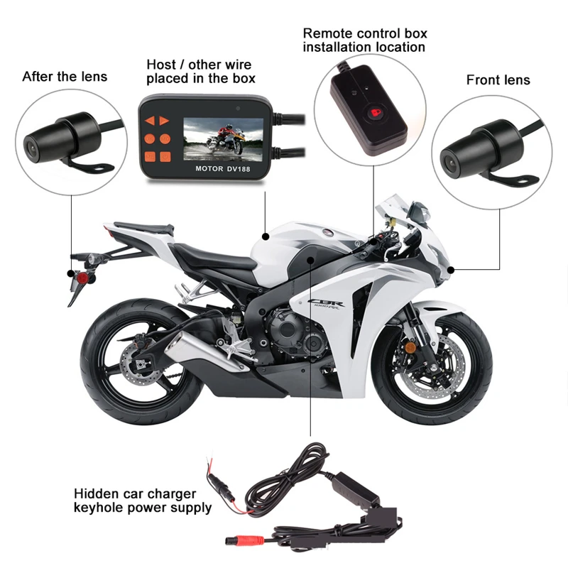 

Full HD 1080P Dash Cam Motorcycle Driving Recorder Moto DVR Motorbike Dash Cam Front And Rear Double Lens Monitor Accessories
