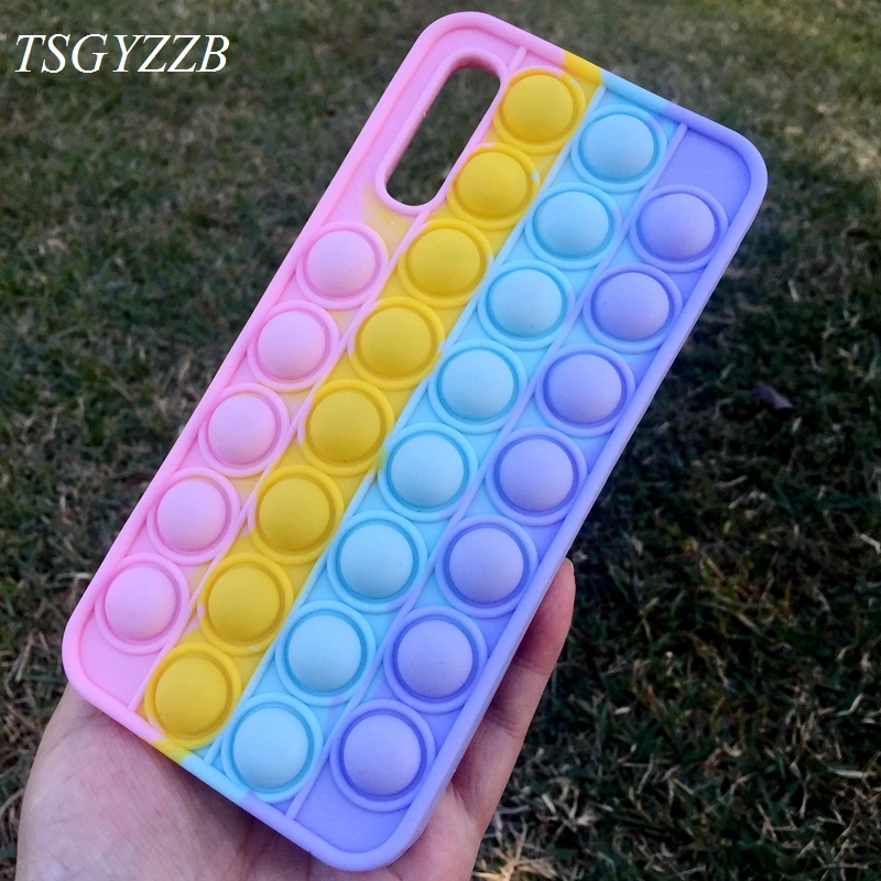 

For Samsung A50 Case For Galaxy A 50 2019 A505 A50S A30S Cute Rainbow Bubble Soft Silicone Back Cover Reliver Stress Phone Case