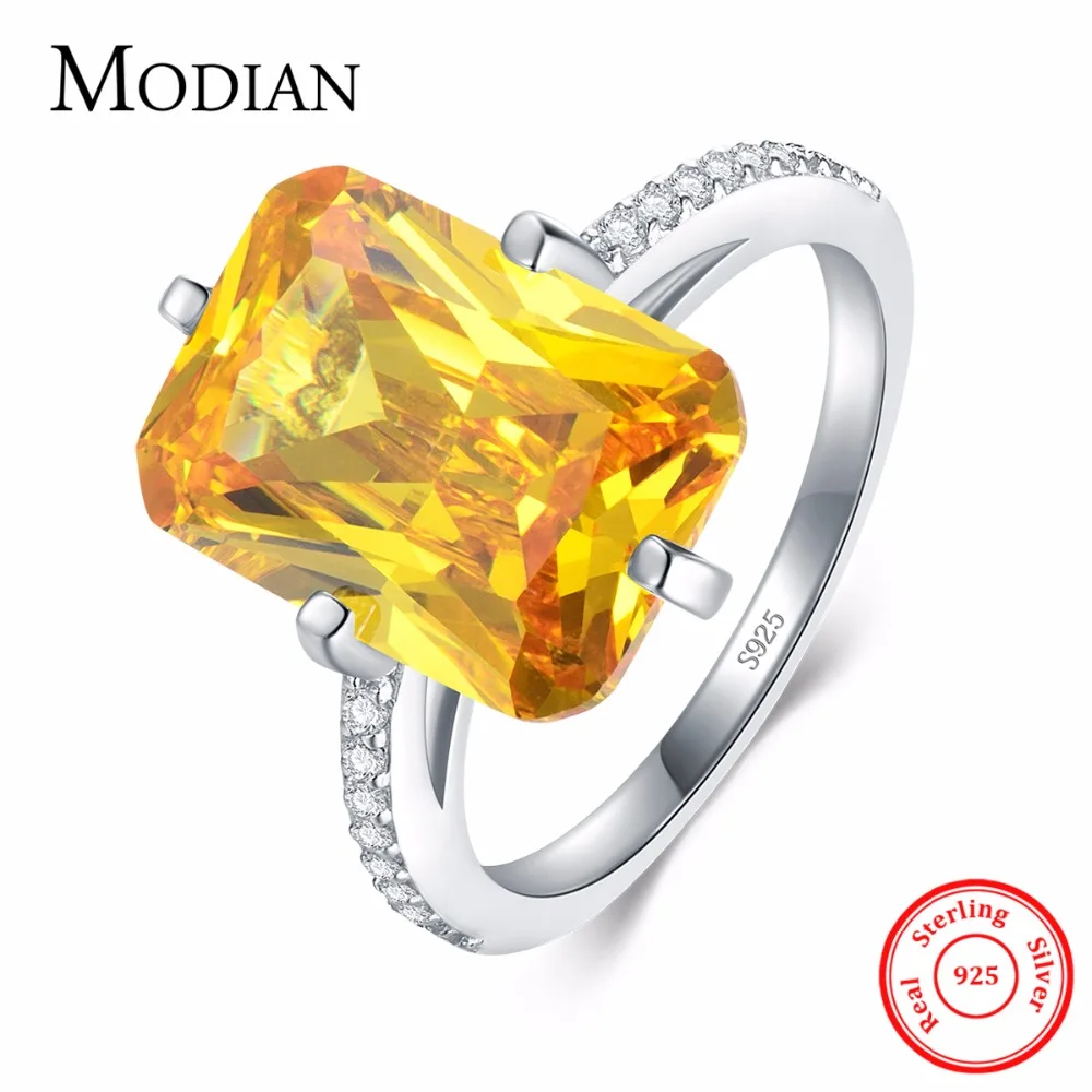 Modian Hot 100% 925 пробы Серебряное желтое ослепительное кольцо CZ для женщин