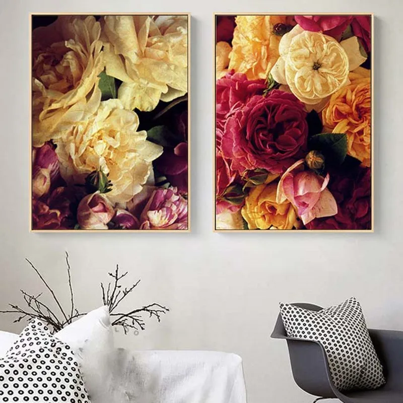 Классическая розовая Цветочная стена художественные полотна картины плакаты на