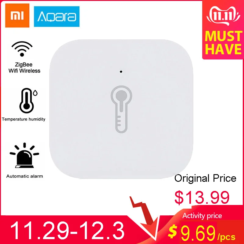 Умный датчик температуры и влажности AQara ZigBee Wifi беспроводной умный работает с