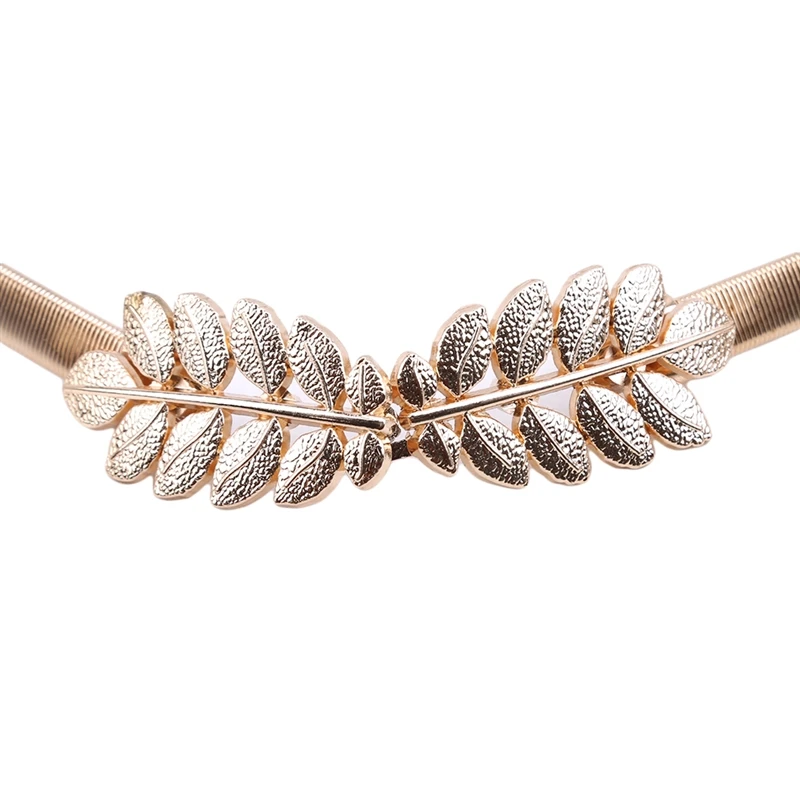 

Flower Leaves Metal Buckle Belt for Women Ladies Elastic Waist Chain Belts Female Gold Thin Belts Ceinture Femme Pasek Damski