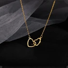 Женское минималистичное металлическое ожерелье, романтичное ожерелье с кулоном в виде двойного сердца, винтажное ожерелье-цепочка золотого и серебряного цвета, ожерелья для женщин в подарок